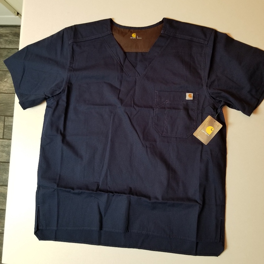 NWT navy blue Carhartt scrub top shirt size large